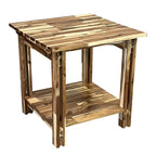 Tavolino terminale architettonico in legno di acacia con ripiano
