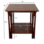 Tavolino terminale architettonico in legno di acacia con ripiano