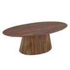 Mid Century Modern Brown Wood Coffee Table with Fluted Base - Living Room Furniture for Living Room