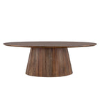 Mid Century Modern Brown Wood Coffee Table with Fluted Base - Living Room Furniture for Living Room