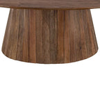 Mid Century Modern Brown Wood Coffee Table with Fluted Base - Living Room Furniture for Living Room