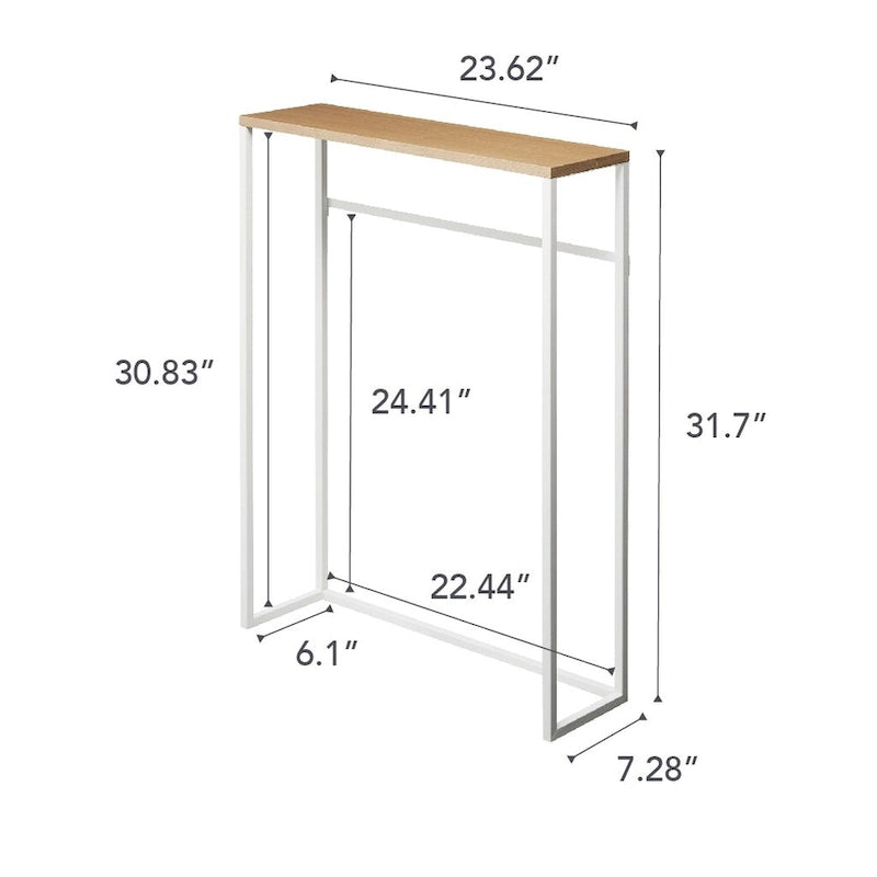 Yamazaki Home Narrow Entryway Console Table, Steel, Holds 11 lbs - L 7.28 x W 23.62 x H 31.69 inches