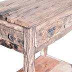 Tavolo da Isola da Cucina Rustico da 32 Pollici, 2 Cassetti, Legno Bianco Decapato