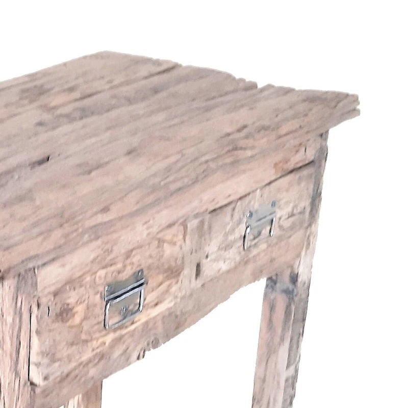 Tavolo da Isola da Cucina Rustico da 32 Pollici, 2 Cassetti, Legno Bianco Decapato
