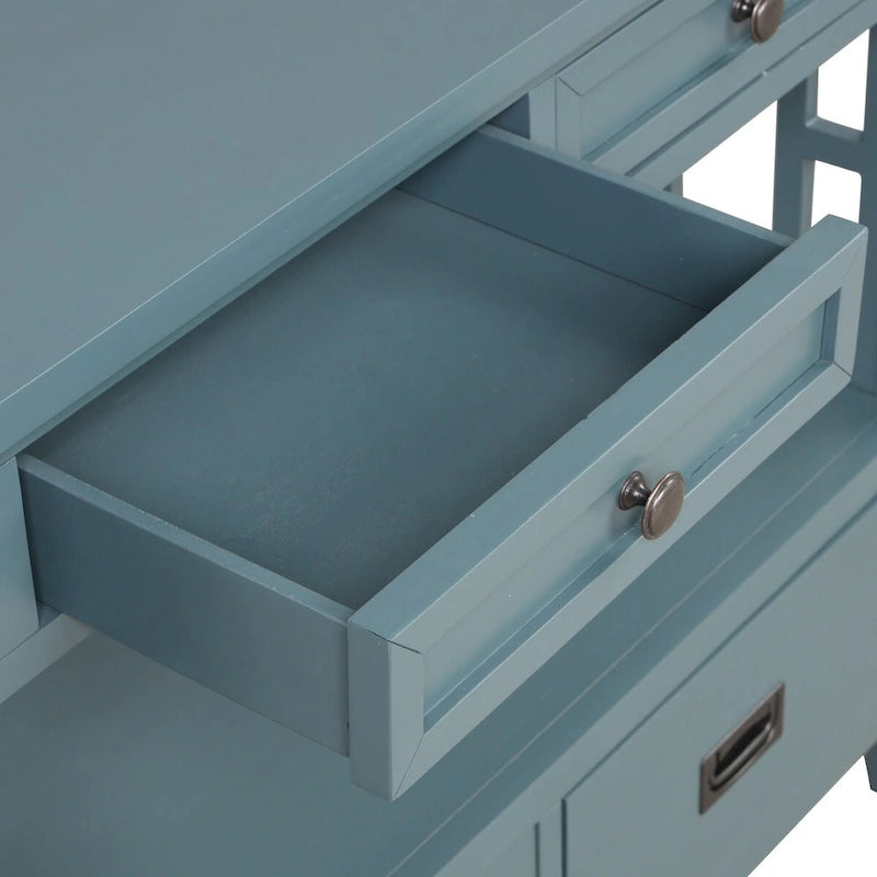Tavolo Consolle in Legno Tavolino da Divano d'Ingresso con 4 Cassetti e 1 Ripiano Contenitore per Ingresso Soggiorno Camera da Letto