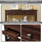 Tavolo Consolle in Legno Tavolino da Divano d'Ingresso con 4 Cassetti e 1 Ripiano Contenitore per Ingresso Soggiorno Camera da Letto
