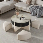 Tavolino da Caffè Moderno 31,5, Tavolino Trasformabile con 3 Pouf, Nero - 31,5 X 31,5
