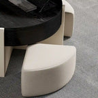 Tavolino da Caffè Moderno 31,5, Tavolino Trasformabile con 3 Pouf, Nero - 31,5 X 31,5
