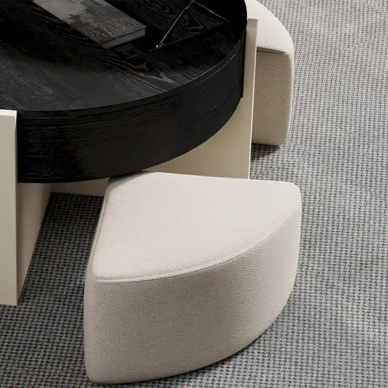 Tavolino da Caffè Moderno 31,5, Tavolino Trasformabile con 3 Pouf, Nero - 31,5 X 31,5