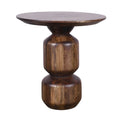 Tavolino da salotto Rise, 58 cm, rotondo, moderno, con base a piedistallo, legno marrone