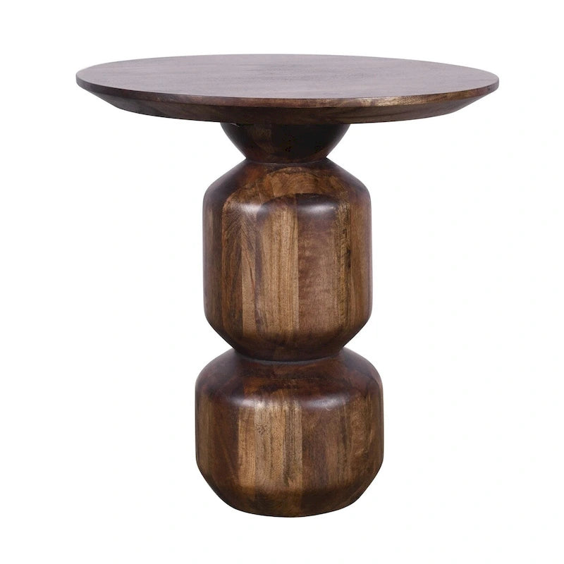 Tavolino da salotto Rise, 58 cm, rotondo, moderno, con base a piedistallo, legno marrone