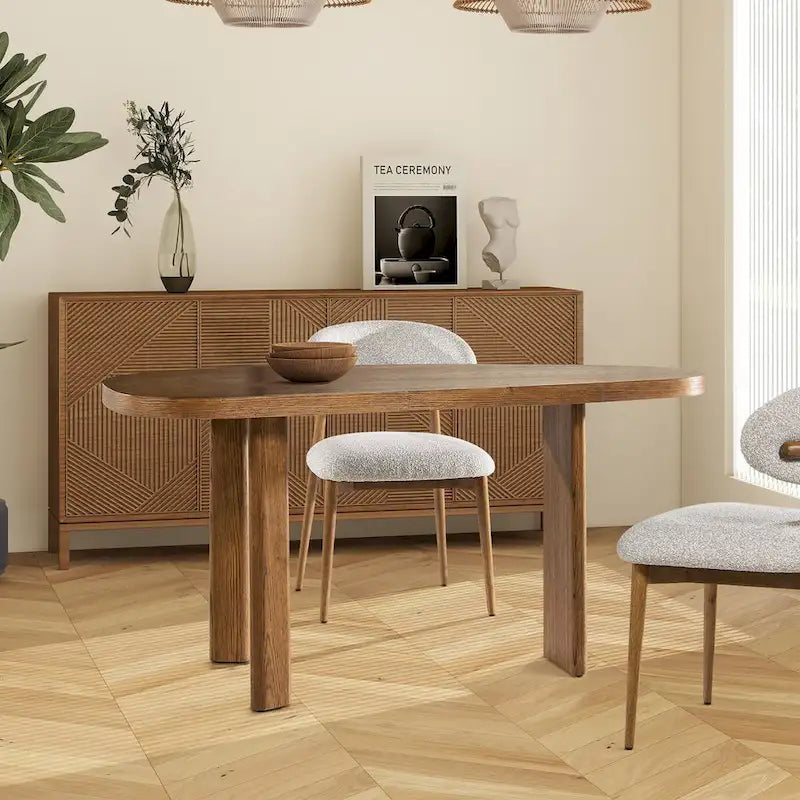 Melvin 60 Oak Wood Oblong Oval Console Table