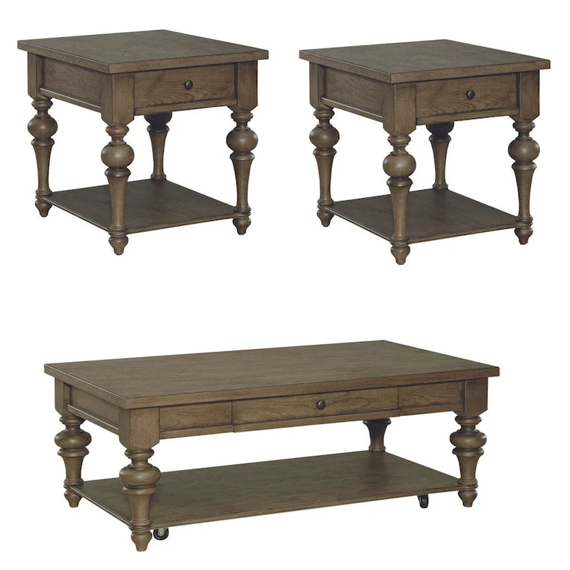 Set tavolino da salotto 3 pezzi Americana Farmhouse Dusty Taupe