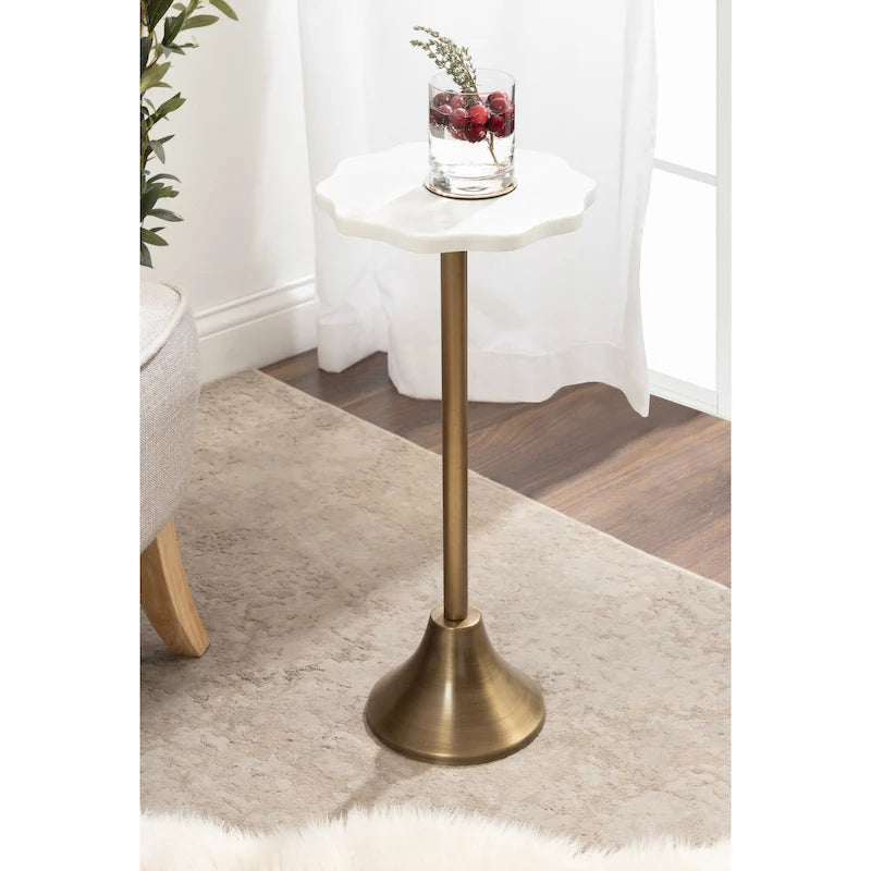 Table d'appoint Kate and Laurel Sanzo en marbre festonné et métal