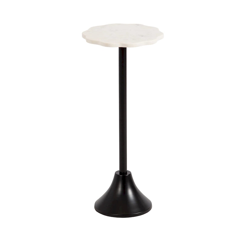 Table d'appoint Kate and Laurel Sanzo en marbre festonné et métal