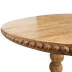 Tavolino rotondo da 21 pollici, con piano rotondo, gambe a sfera impilate, in legno di mango marrone naturale