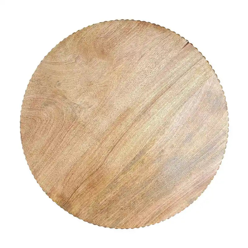 Tavolino rotondo da 21 pollici, con piano rotondo, gambe a sfera impilate, in legno di mango marrone naturale