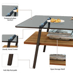 Rectangle Coffee Table,Tempered Glass Tabletop with Metal Legs,Modern Table for Living Room,Glass