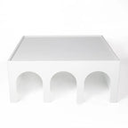 Scaffale libreria bianco a 4 ripiani e tavolino da caffè multifunzionale, libreria da terra per mobili creativi, scaffali portaoggetti organizzatori minimalisti