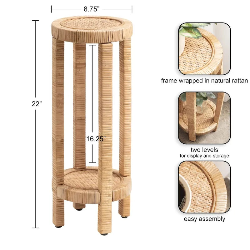 Tavolino da bibita in rattan Kate and Laurel Rafina - 9x9x22
