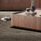 Tavolino da caffè quadrato moderno di metà secolo con finitura in legno e cassetti