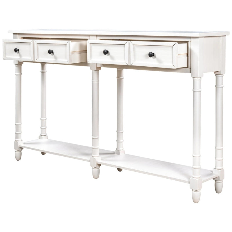 Console Table Sofa Table Easy Assembly with Two Storage Drawers and Bottom Shelf for Living Room, Entryway