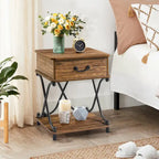 Modern 3-piece Coffee Table, Sofa Table & 1-drawer Nightstand Set of 2(Brown/Black/White)