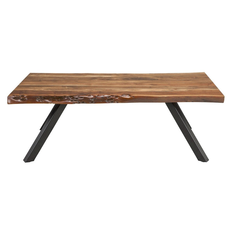 Tavolino da caffè Isla 54 pollici, superficie in legno di acacia, bordo vivo, marrone intenso