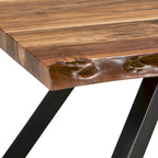 Tavolino da caffè Isla 54 pollici, superficie in legno di acacia, bordo vivo, marrone intenso