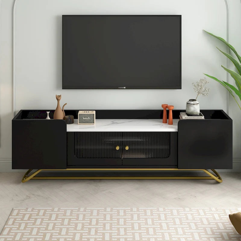 Mobile porta TV con base a telaio dorato