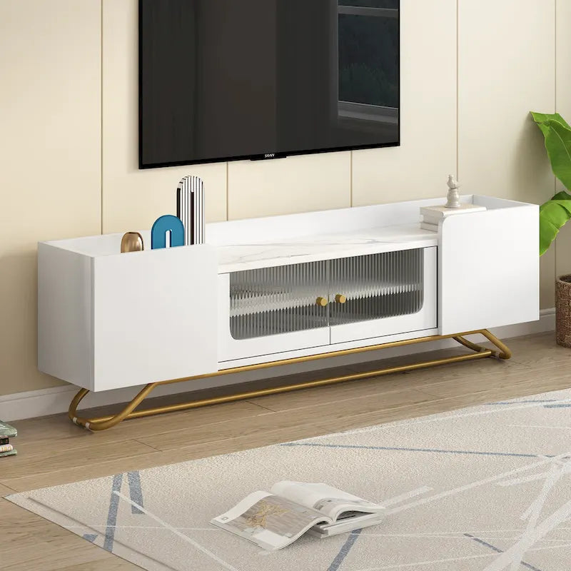 Mobile porta TV con base a telaio dorato