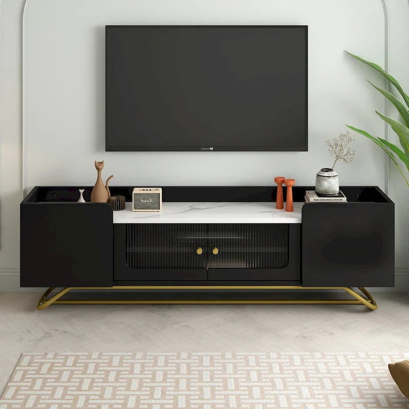 Mobile porta TV con base a telaio dorato