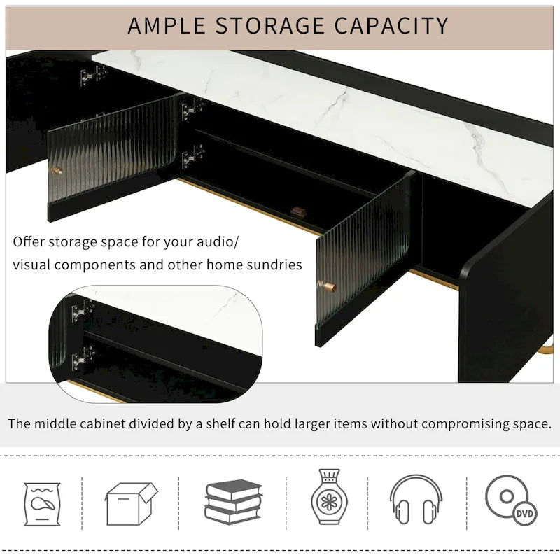 Mobile porta TV con base a telaio dorato