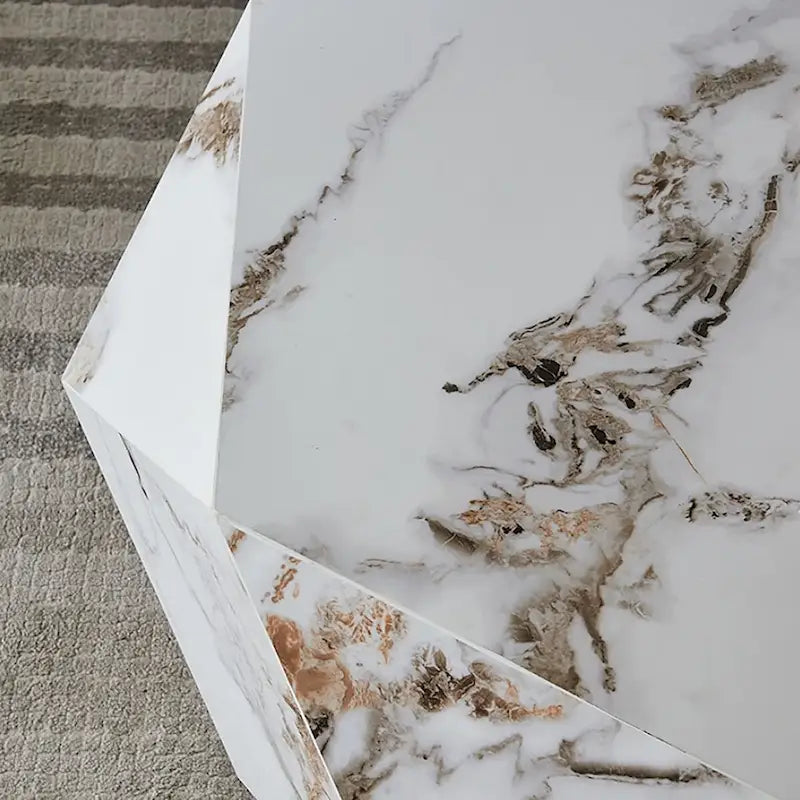 Modern White Faux Marble Coffee Table - 43.3