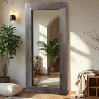 71x31 inch Solid Wood Right Angled Rectangular Used Brown Full-length Mirror (without Bracket)