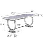 Table de salle à manger moderne avec piètement en U en acier inoxydable