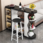 Table de bar contemporaine en pierre à plateau libre avec rangement pour bars à domicile