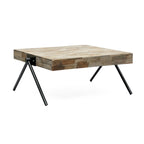 Tavolino da Salotto in Legno di Mango, Design Industriale Moderno, Con Piano in Legno e Gambe in Metallo