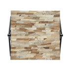 Tavolino da Salotto in Legno di Mango, Design Industriale Moderno, Con Piano in Legno e Gambe in Metallo
