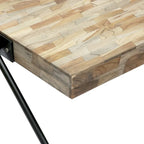 Tavolino da Salotto in Legno di Mango, Design Industriale Moderno, Con Piano in Legno e Gambe in Metallo