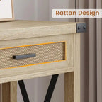 Tavolo Consolle Boho per Ingresso con Cassetti in Rattan