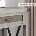 Tavolo Consolle Boho per Ingresso con Cassetti in Rattan