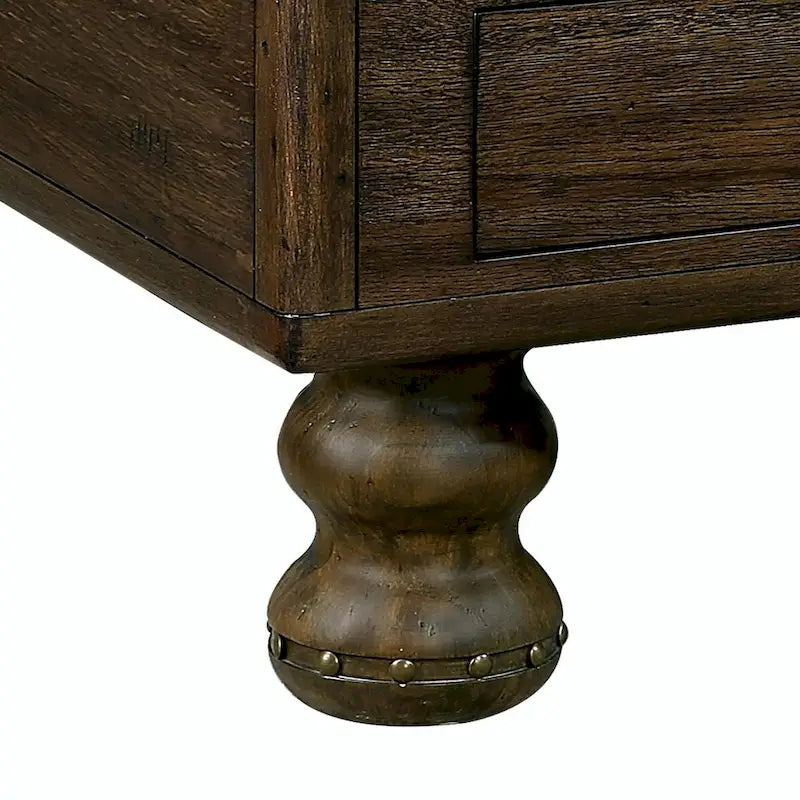 Tavolino da caffè rettangolare in legno massello con 4 cassetti, 40"