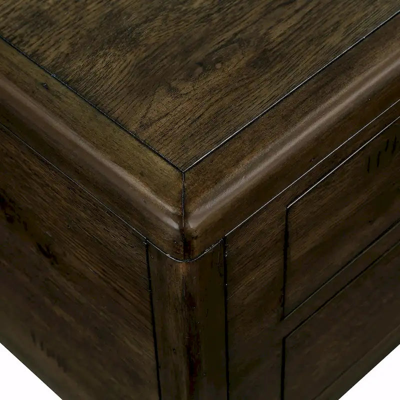 Tavolino da caffè rettangolare in legno massello con 4 cassetti, 40"