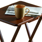 Tavolini vassoio pieghevoli per TV PJ Wood con ripiano salvaspazio compatto, espresso, set da 5 pezzi - 36,38