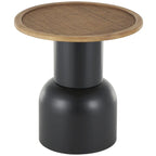 Metal Handmade Pedestal Side End Accent Table with Brown Rattan Tabletop - Black - Roche River Decor