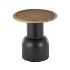 Tavolino da appoggio/finale piedistallo in metallo fatto a mano con piano in rattan marrone - Nero - Roche River Decor
