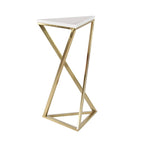 Metal Side End Accent Table with Marble Top - Set of 2 Gold - Roche River Decor