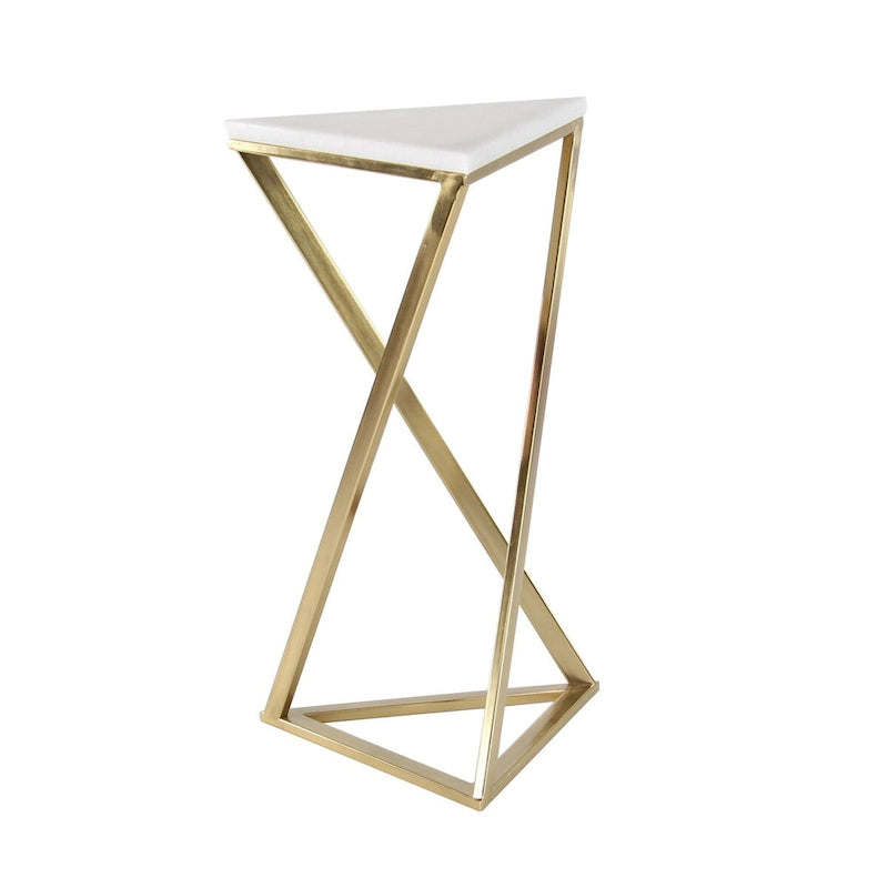 Metal Side End Accent Table with Marble Top - Set of 2 Gold - Roche River Decor