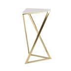 Metal Side End Accent Table with Marble Top - Set of 2 Gold - Roche River Decor